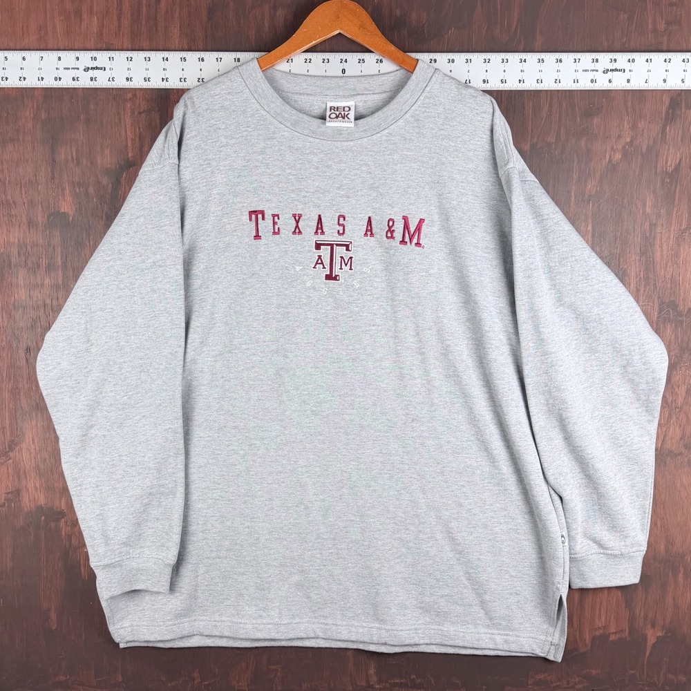 Red Oak Texas A&M Aggies Embroidered NCAA Sweatshirt Gray Men's 2XL 4496-OXF